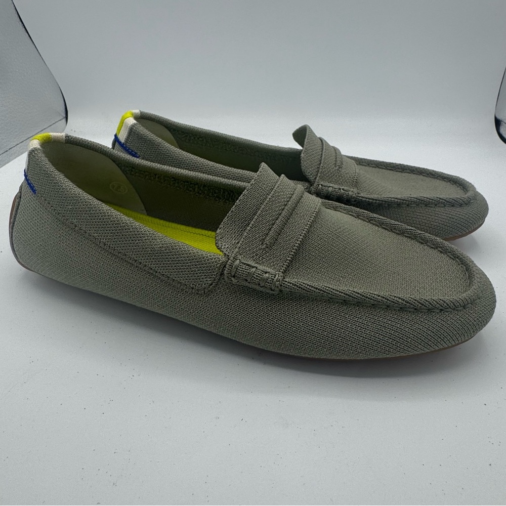 Rothys Womens 7.5 The Driver Martini Sage Olive Green Lime Slip On Loafer Retire